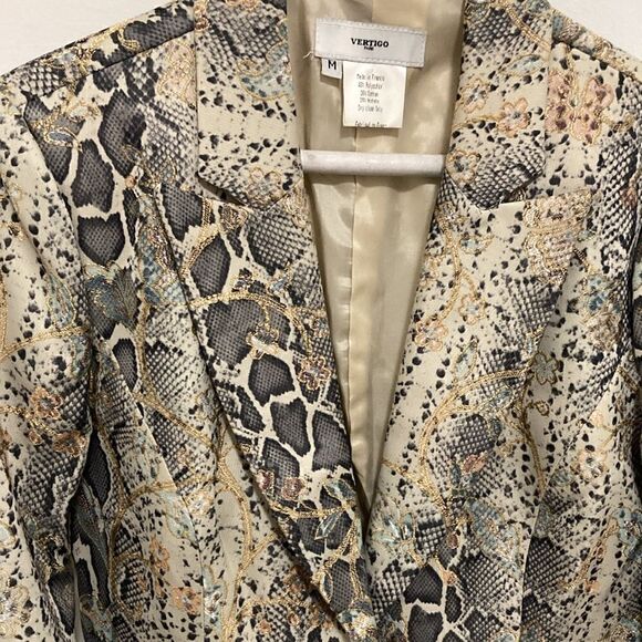 Vertigo Paris Python Print Embroidered 1 Button Women’s Blazer. Size Medium. - Picture 2 of 10